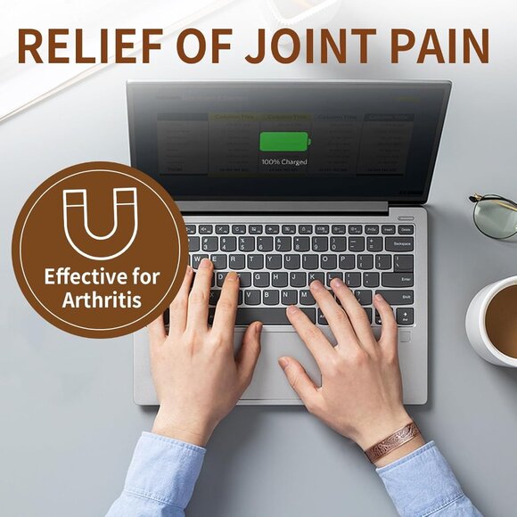 Elegant Adjustable Cuff Bracelet with 3500 Gauss Magnets - Vintage Floral Design - Picture 6 of 8